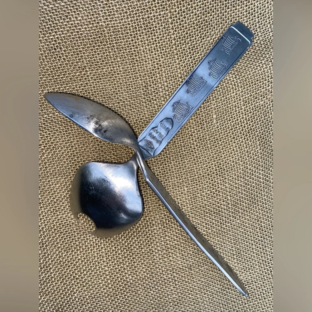 KONGE TINN Rare Vintage Salad set Norwegian pewter Salatsett - Picture 13 of 17
